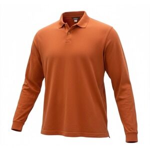The Foundry Supply Co Mens Long Sleeve Polo Shirt Orange 2XLT Casual Comfort